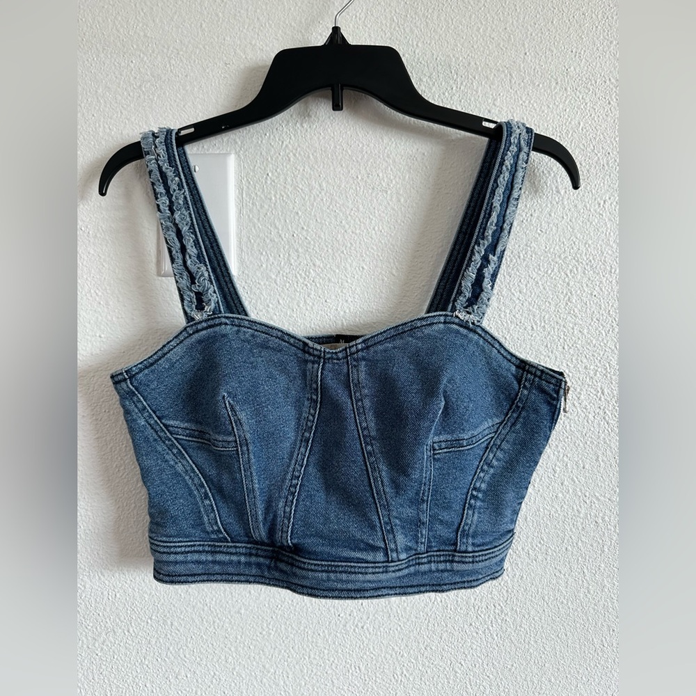 7 For All Mankind denim crop top